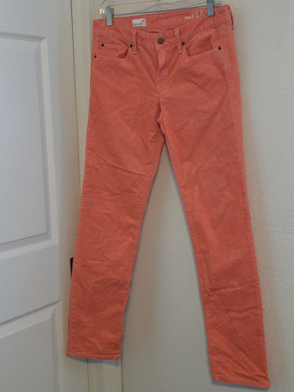 GAP Women’s Coral-Orange Straight Leg Corduroy Jeans